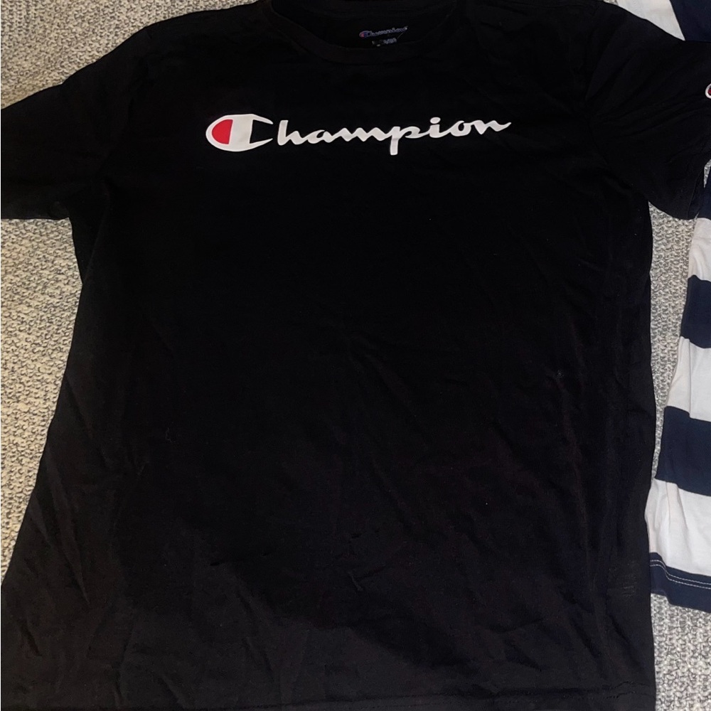 Champion Black Tee with Logo